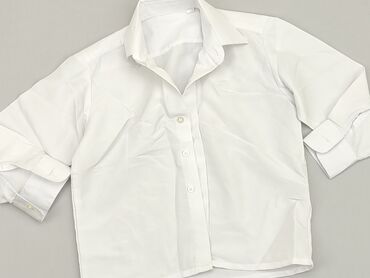 Koszule: Koszula 5-6 lat, stan - Zadowalający, wzór - Jednolity kolor, kolor - Biały