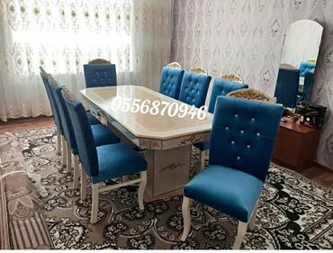 Masa və oturacaq dəstləri: Qonaq otağı üçün, Yeni, Açılan, Dördbucaq masa, 6 stul — 16