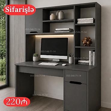 Düz masa, Polkalı, Siyirməli, MDF, Kredit yoxdur