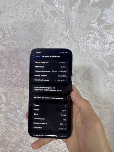 Apple iPhone: IPhone 13 Pro Max, Б/у, 256 ГБ, Sierra Blue, 77 % — 5