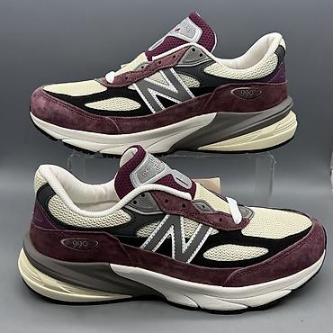 обувь on: Кроссовки New Balance 990v3 - Цвет: бордовый/кремовый/чёрный/серый - — 1