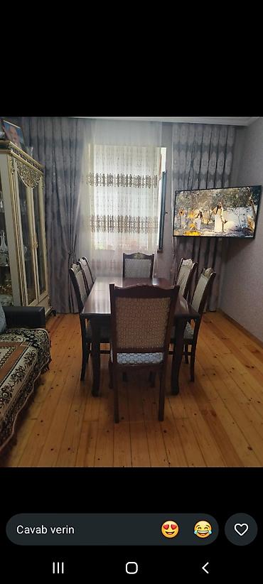 Qonaq otağı üçün, İşlənmiş, Açılan, Dördbucaq masa, 6 stul