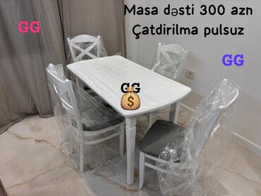 Divan və masa dəstləri: Yeni, 4 stul