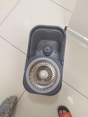Хозтовары: Комплект для мытья полов с автоматическим отжимом (spin-mop) - Ведро — 1