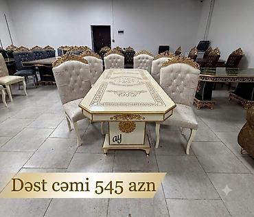 stol desti: Qonaq otağı üçün, Yeni, Açılmayan, Dördbucaq masa, 6 stul — 1