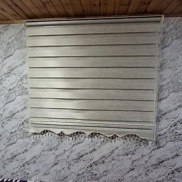 muncuq perde: Zebra jalüz pərdə - Rəng: açıq krem/bej tonları - Material: zolaqlı — 1