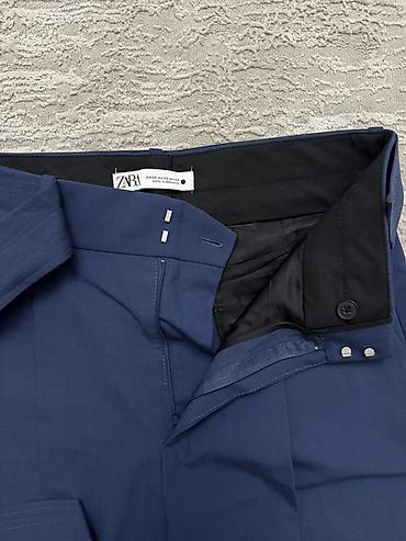 Брюки: Женские брюки ZARA, темно‑синие - Классический крой с легкими — 2