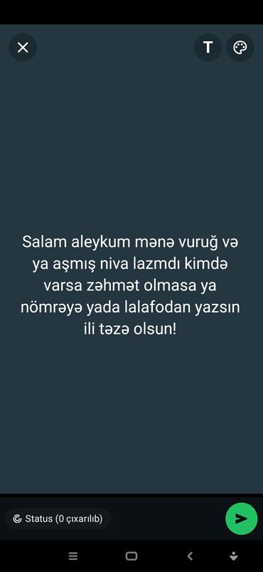 Avtomobil alışı: Aşmış və ya vuruğ niva axtarılır yazın cavab verəcəm ili təzə olsun