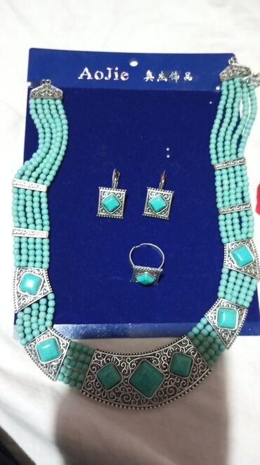 бижутерия набор: Индийское бижутерия камушки голубого бирюза цвета 1500