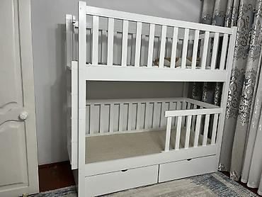 Двухъярусная детская кровать, Новый, Натуральное дерево, цвет - Белый