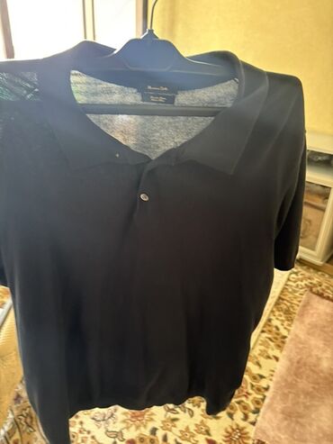 женская рубашка поло: Мужская футболка, Massimo Dutti, 2XL, цвет - Черный