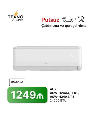 Kondisionerlər: Kondisioner AUX, 85-90 kv. m, Split sistem, Kredit yoxdur, Pulsuz quraşdırılma