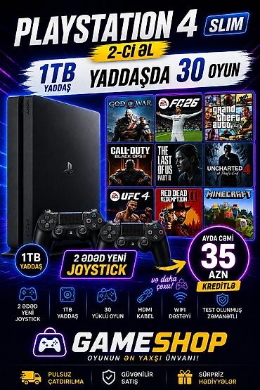 PlayStation 4 Slim – 1TB yaddaş, yaddaşda 30 oyun Xüsusiyyətlər: - lalafo.az -da PlayStation 4 Slim – 1TB yaddaş, yaddaşda 30 oyun Xüsusiyyətlər: -