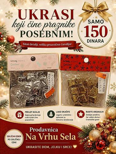stolovi za terase i baste: Novogodišnja/praznična girlanda sa ukrasima – 180 cm Dekorativna — 1