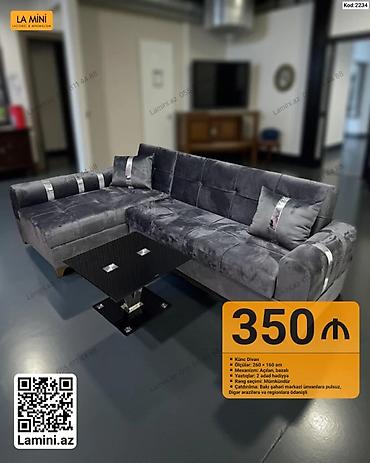 Диваны: LA MINI Künc Divan - Ölçülər: 260 × 160 sm - Mexanizm: açılan, bazalı — 1