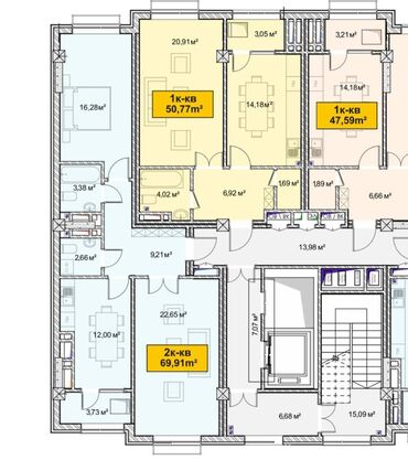 жк столичный: 2 комнаты, 70 м², Элитка, 3 этаж, ПСО (под самоотделку)