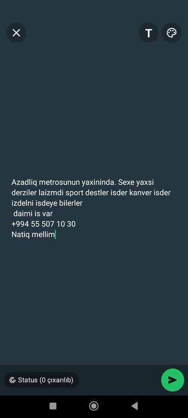 Anbar: Dərzi tələb olunur, 3-5 illik təcrübə, 3/1, Həftəlik ödəniş