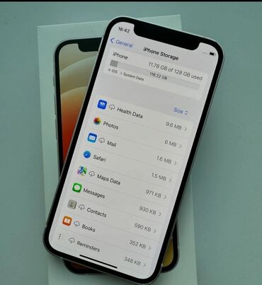 Apple iPhone: IPhone 12, 128 GB, White Titanium, Simsiz şarj, Face ID, Sənədlərlə