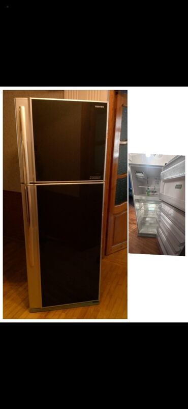 Холодильники: Б/у Холодильник Toshiba, Двухкамерный, цвет - Черный