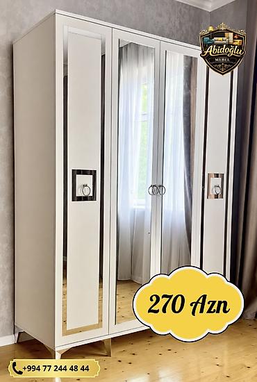 ag mebel: Yeni, 4 qapılı, Güzgülü, Ağ, Açılan, Düz dolab — 1