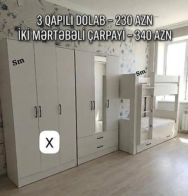 Ağ rəngdə uşaq/əsas otağı üçün mebel dəsti: - 3 qapılı dolab – 230