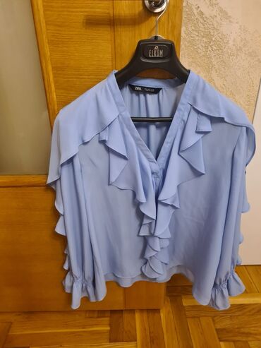 džemper i košulja: Zara, L (EU 40), Jednobojni, bоја - Svetloplava