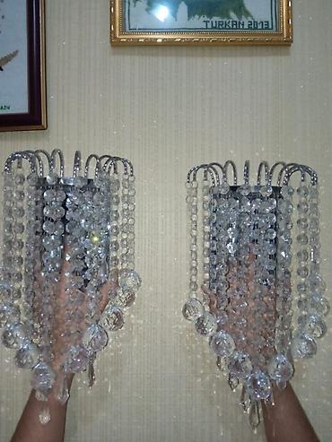 divar bralari: Kristal divar braları – 2 ədəd (cüt) - Material: xrom rəngli metal — 1