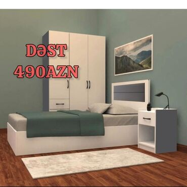 Yataq otağı dəstləri: İkinəfərlik çarpayı, Termo, Dolab, 2 tumba, Azərbaycan, Yeni — 4