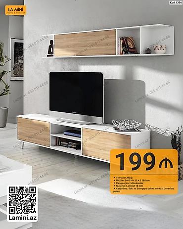 Ev üçün mebel: TV altlığı və divar rəfi dəsti - Model kodu: 1396 (La Mini – Laconic — 1