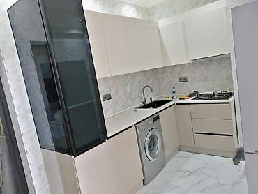 metbex mebeli membran: Mətbəx mebeli – müasir L formalı dizayn - Rəng: açıq bej/kremin — 2