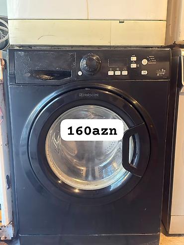 Məişət texnikası: Hotpoint önyükləmə paltaryuyan maşın - Rəng: qara korpus, geniş ön — 1