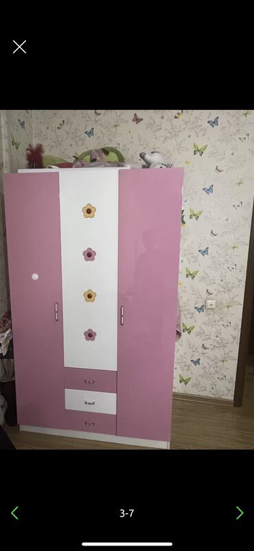 мебель шкаф бу: Детский гарнитур, цвет - Розовый, Б/у