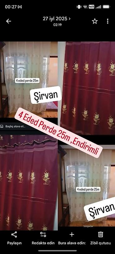 ev gullerinin sekilleri ve adlari: İşlənmiş, Pərdə, rəng - Qırmızı, Ünvandan götürmə — 2
