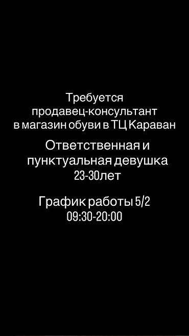 Требуется Продавец-консультант в Магазин обуви, График: Пятидневка, % от продаж, Полный рабочий день