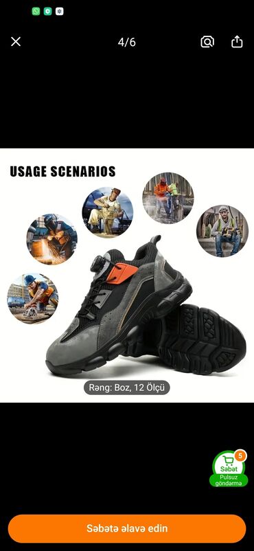 Botinkalar: Safety shoes.43.5 razmerdi.42,43 razmer geyinenlerin tam olcusudu.75