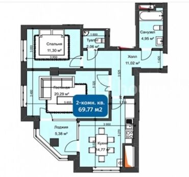 аренда помощения: 2 комнаты, 69 м², Элитка, 5 этаж, ПСО (под самоотделку)