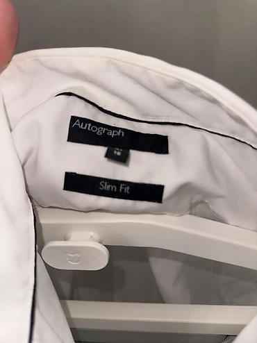 рубажки: Белая мужская рубашка Slim Fit, размер M-L рост до 185 Брэнд — 2