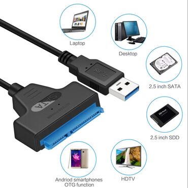 Техника и электроника: Yenidi. Zəmanətli Sata kabel USB 3.0. USB 2.0 SSD, HDD 2.5 Test Format