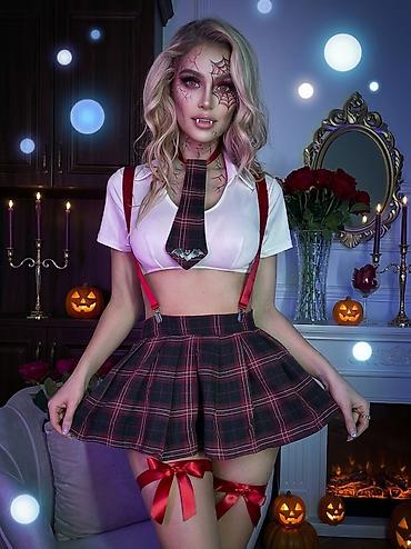 halloween aksesuarları: Qorxulu temalı qadın kostyumu – “Vampir Məktəbli” stili — 1