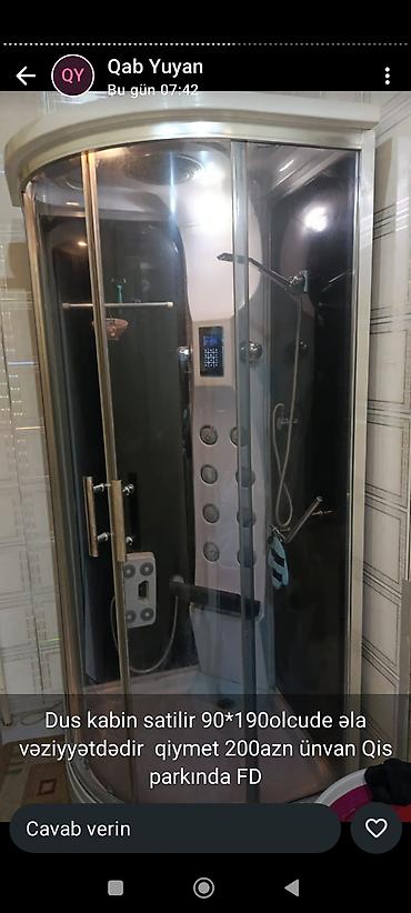 dus basligi: Duş kabini – 90×190 sm ölçülü, bucaq (kvartdairə) tipli model — 3