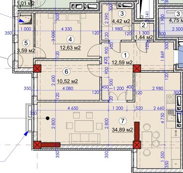 батир сатып алуу: 3 комнаты, 80 м², Индивидуалка, 5 этаж, ПСО (под самоотделку)