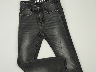 spodnie jeansy szare: Spodnie jeansowe, 13 lat, 158, stan - Dobry