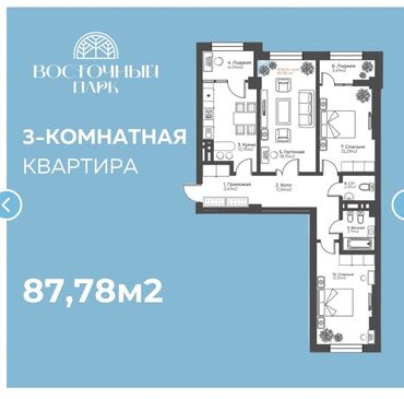 квартира 3х комнатные: 3 комнаты, 88 м², Элитка, 4 этаж, ПСО (под самоотделку)