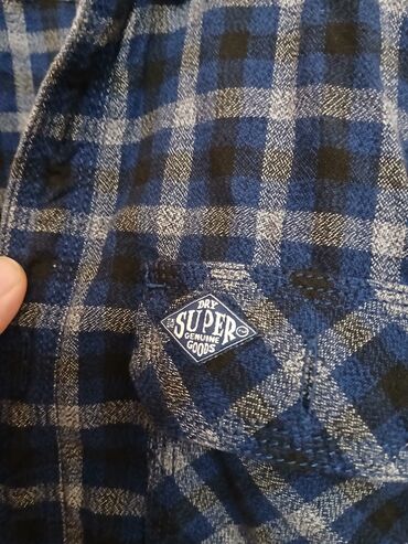 рубашки мужские воротник стойка: Эркектердин көйнөгү, L (EU 40), Superdry, Колдонулган, түсү - Көк, Өзү алып кетүү