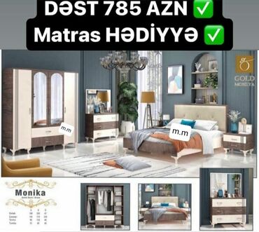 Yataq otağı dəstləri: İkinəfərlik çarpayı, Termo, Dolab, 2 tumba, Azərbaycan, Yeni — 23