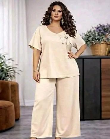 takko helanke: Komplet za punije dame,elegantan dvodelni set sa širokim pantalonama — 4