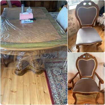 yazi stollari: Для гостиной, Б/у, Раскладной, Прямоугольный стол, 6 стульев