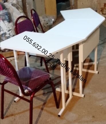 Masalar: Kurs üsün stol stul desti, Tədris kursları üçün stol stul desti — 9