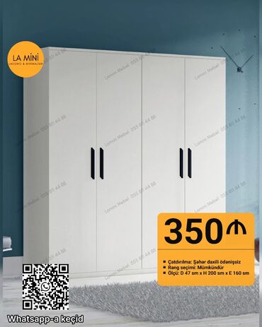 hamam eşyaları: Yeni, Açılan, 4 qapılı Düz dolab, Qarderob, paltar dolabı, Azərbaycan
