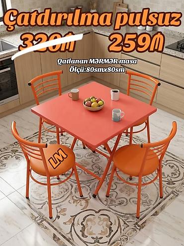 Yeni Mərmər masa dəsti📌 Qatlanan masa+4 stul 📌 Qiymət: 259₼ lalafo.az -da Yeni Mərmər masa dəsti📌 Qatlanan masa+4 stul 📌 Qiymət: 259₼